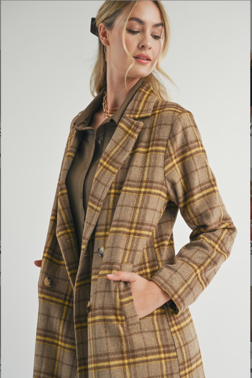 Jenny Long Plaid Coat