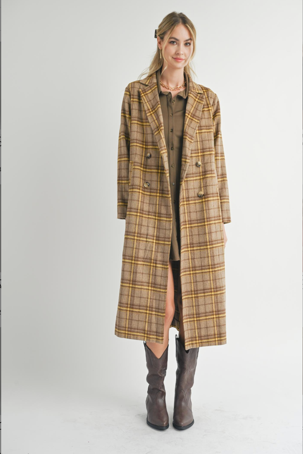 Jenny Long Plaid Coat