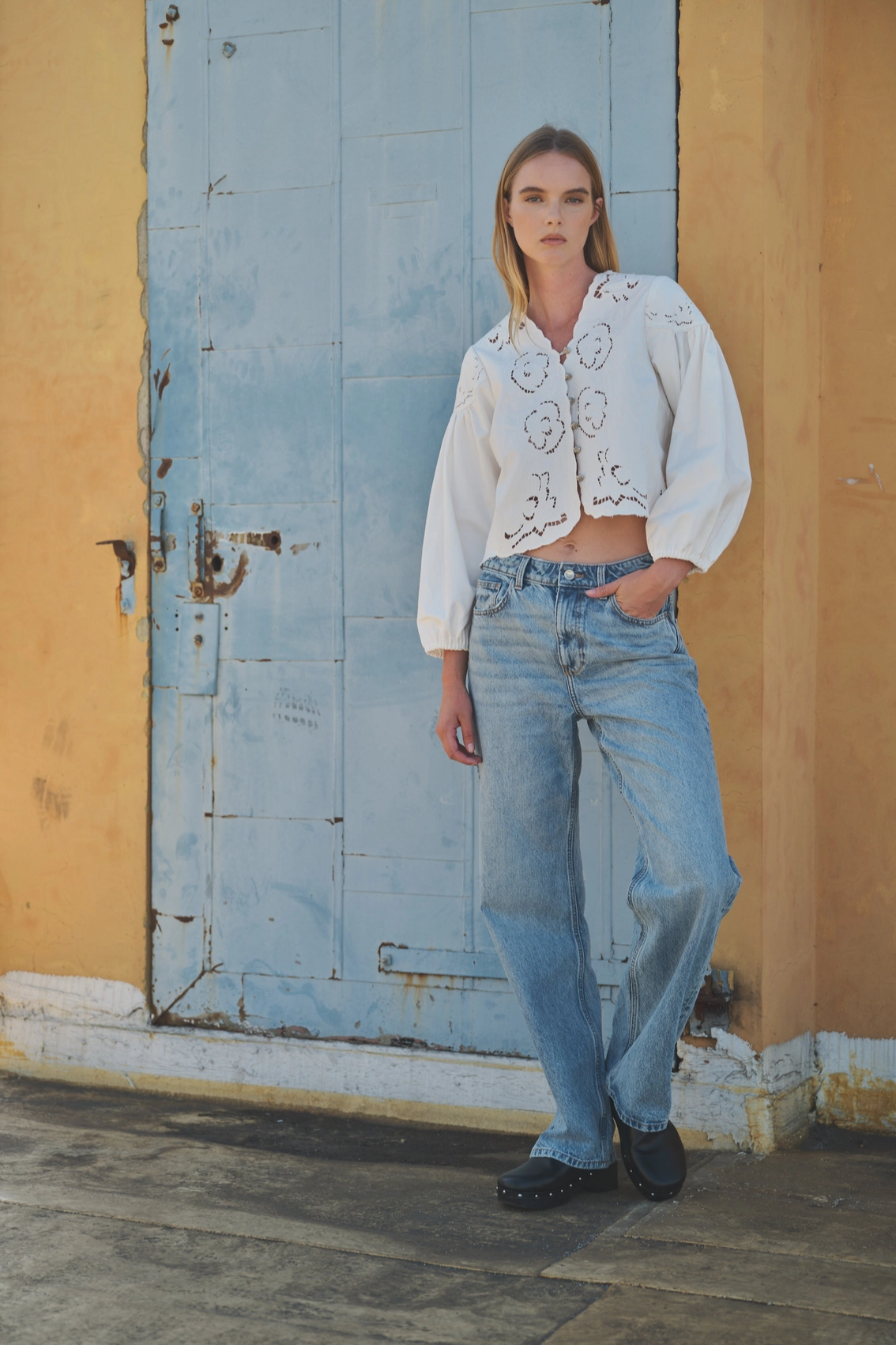Emboidery Cutout Blouse