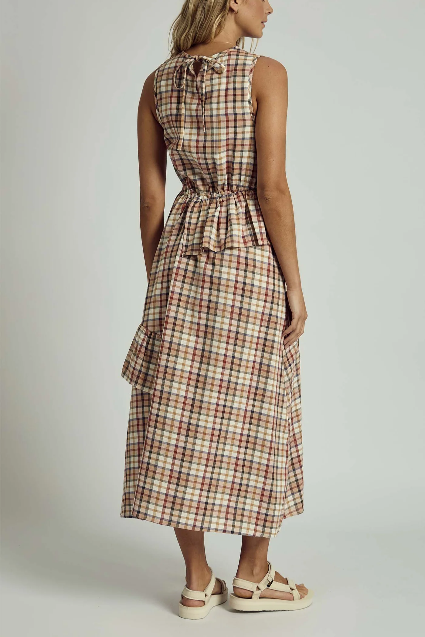 Plaid Ruffle Mide Dress