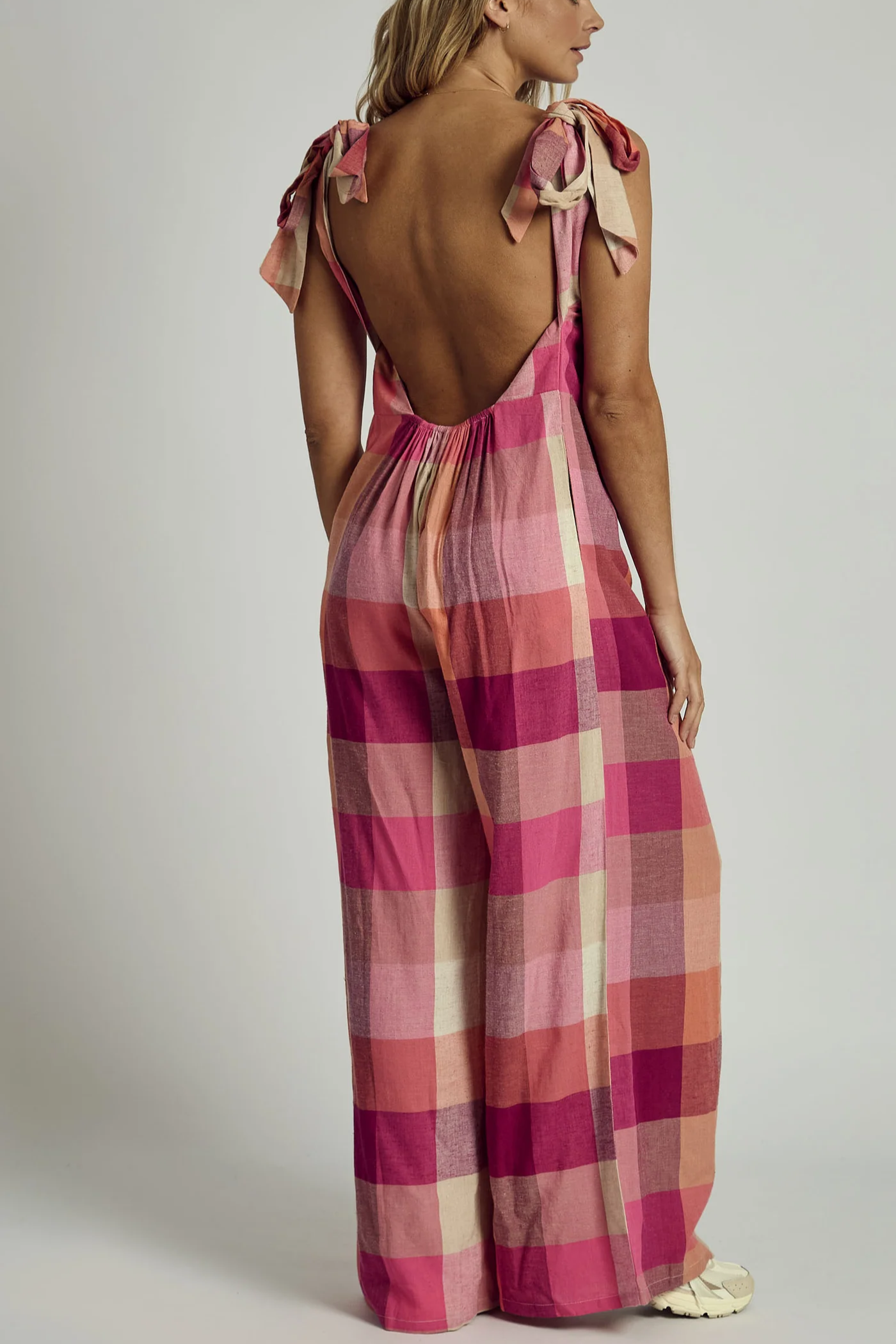 Check Halter Jumpsuit