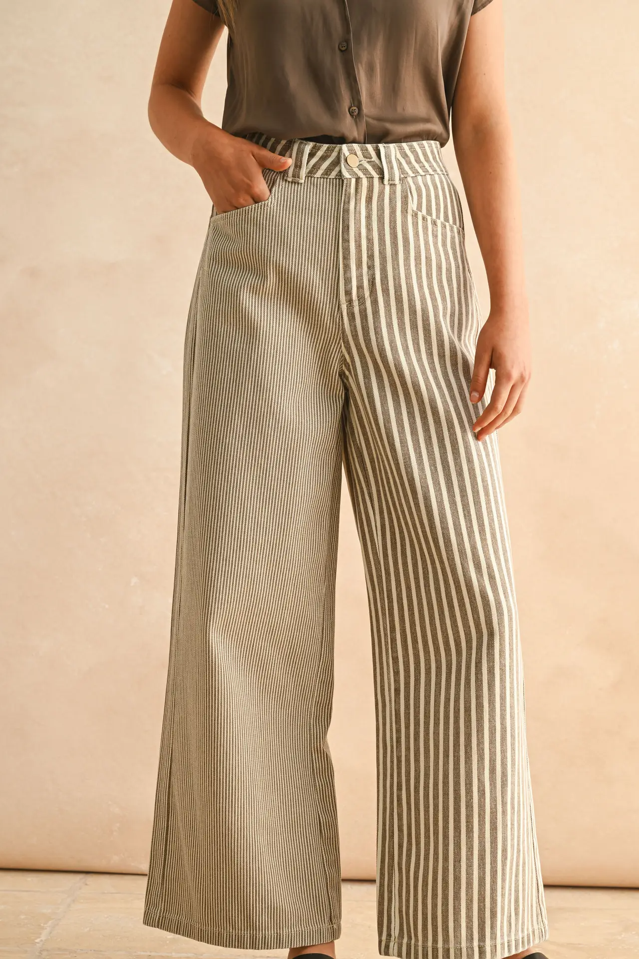 Mixed Fabric Pants