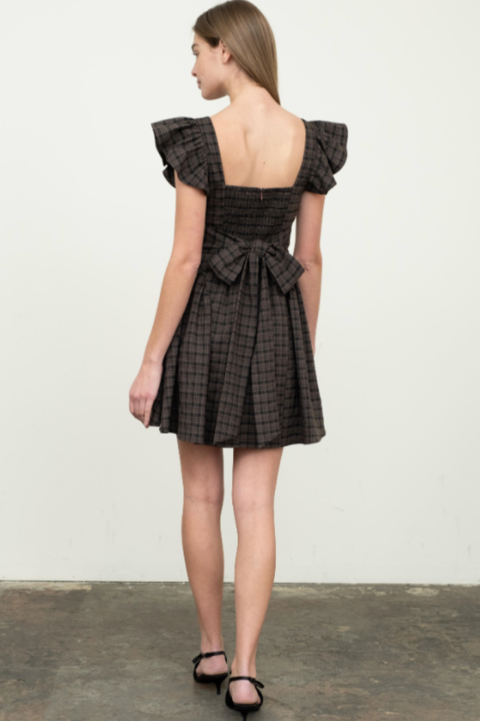 Plaid Corset Tie Minidress