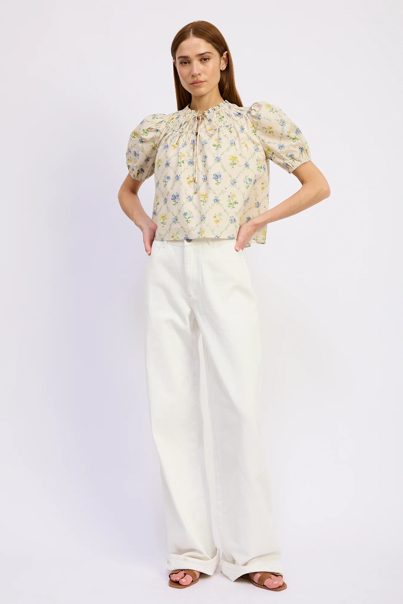 Smocked Neck Blouse