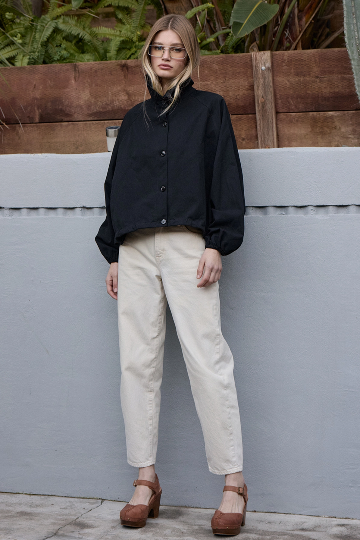 High Neck Button Up Jacket