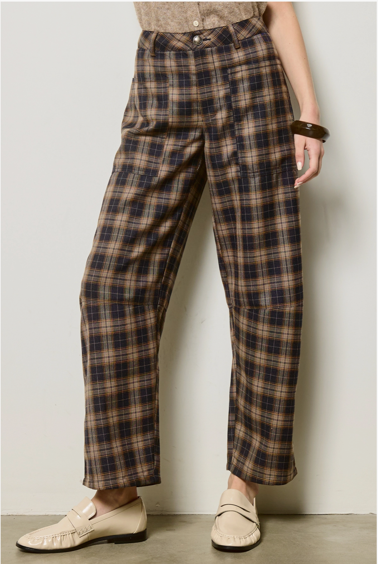 Plaid Barrel Pants