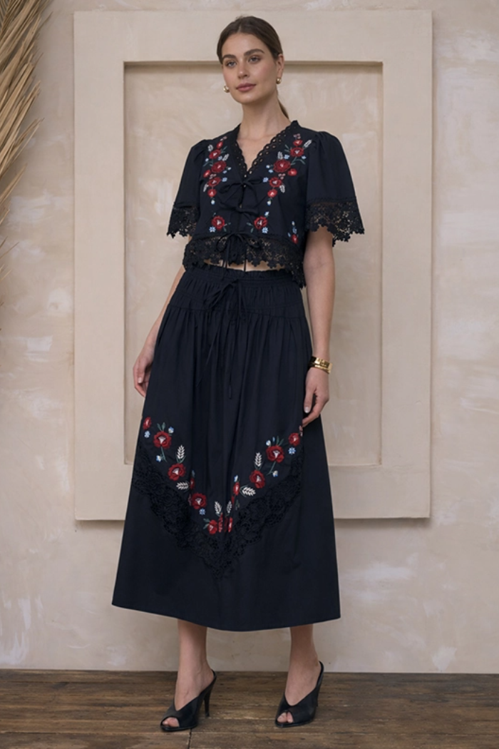 Lace Tie Front Blouse