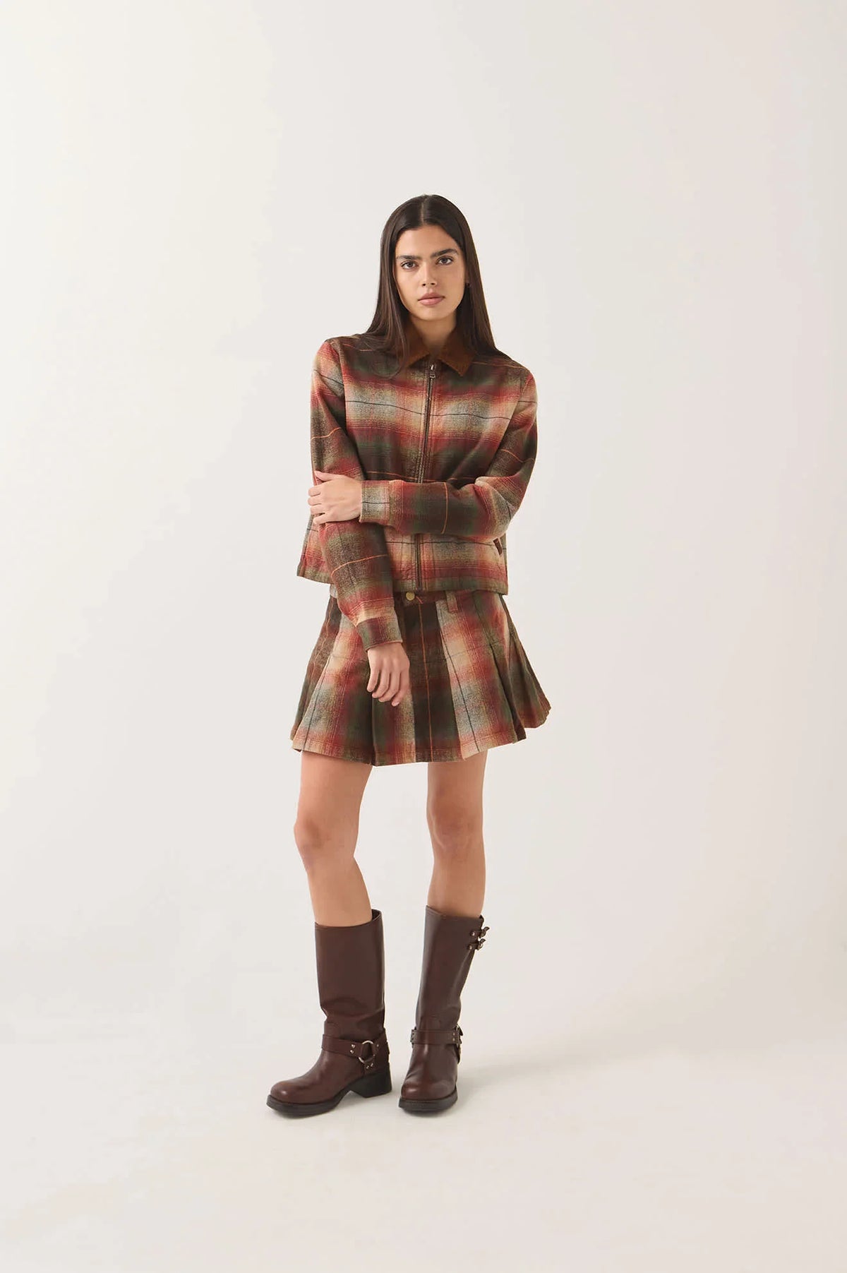 Plaid Pleated Miniskirt