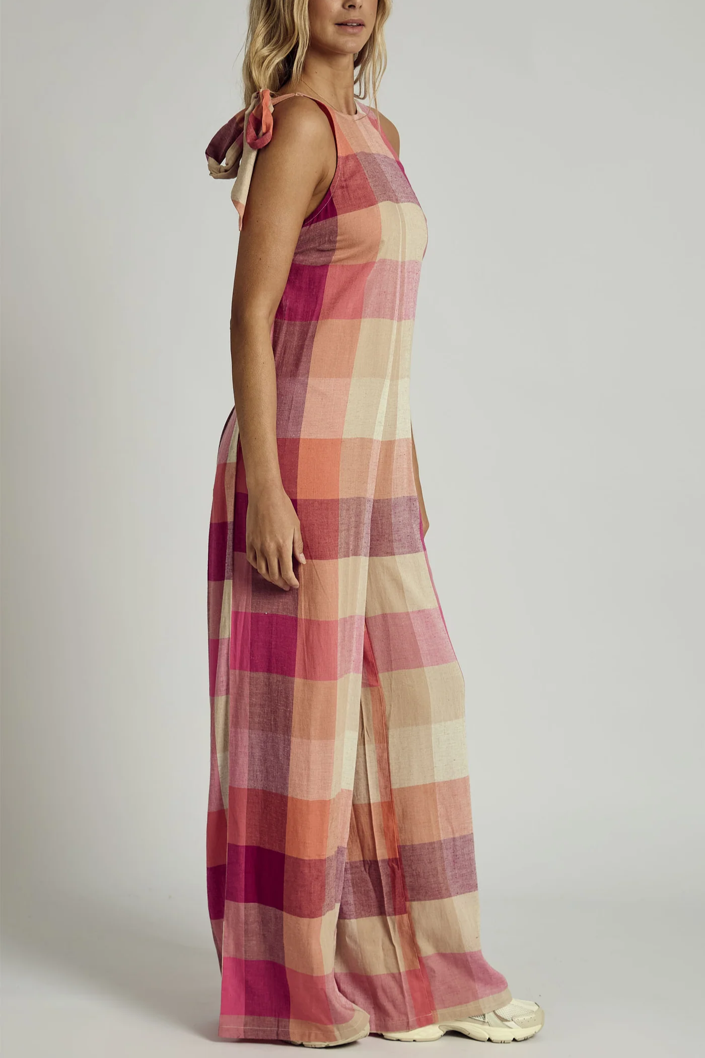 Check Halter Jumpsuit
