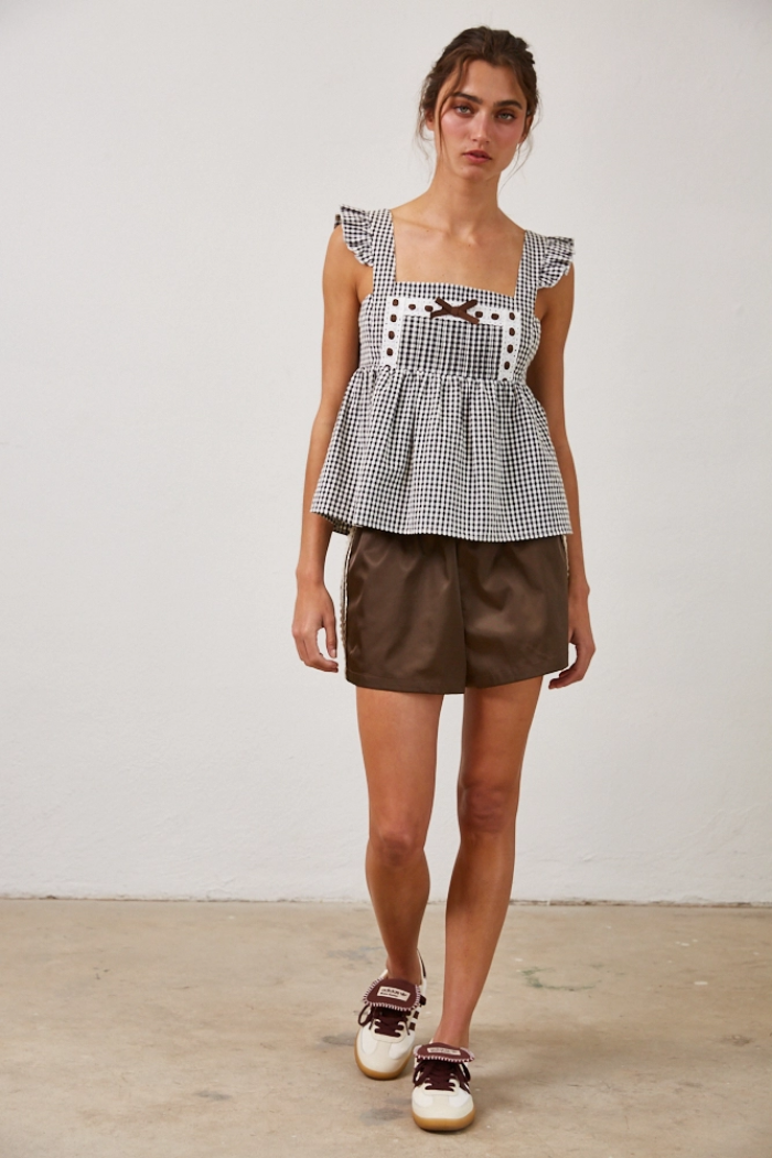 Gingham Bow Tie Top