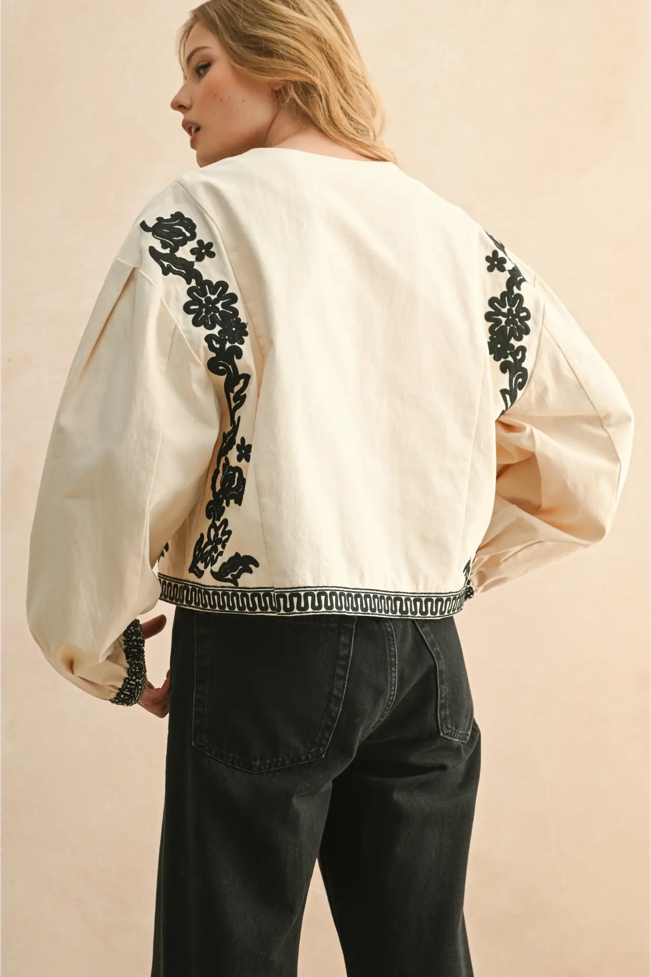 Front Tie Embroidered Jacket