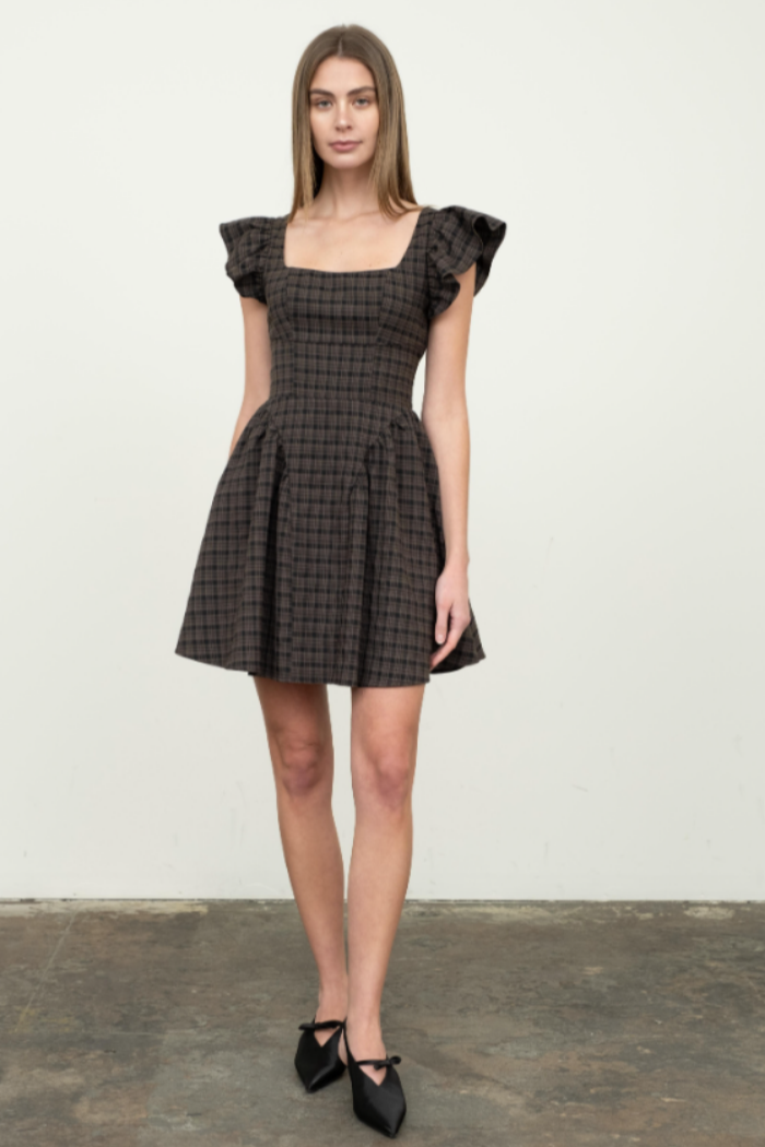 Plaid Corset Tie Minidress