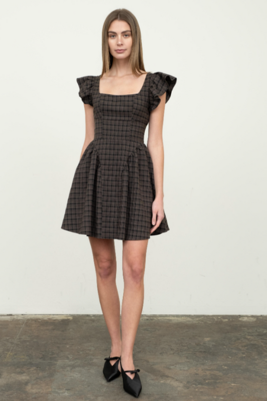 Plaid Corset Tie Minidress