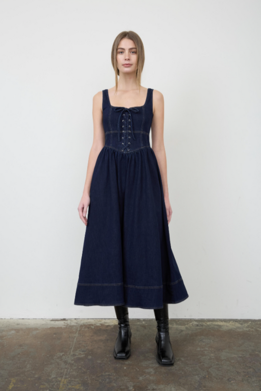 Laceup Denim Midi