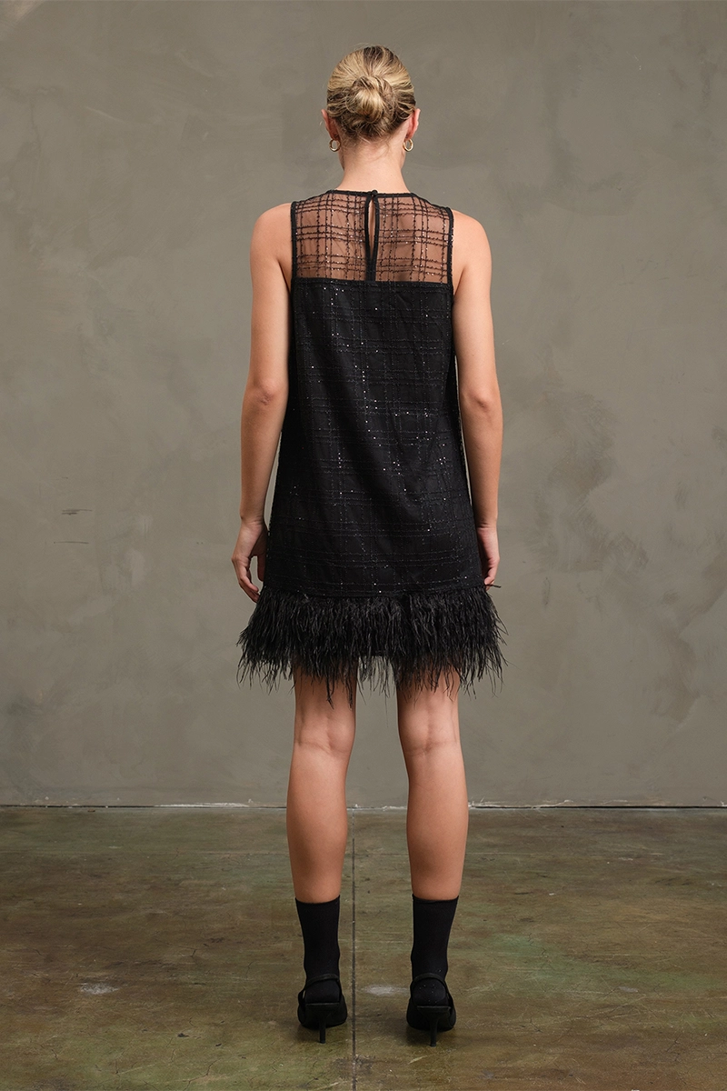 Feather Trim Minidress