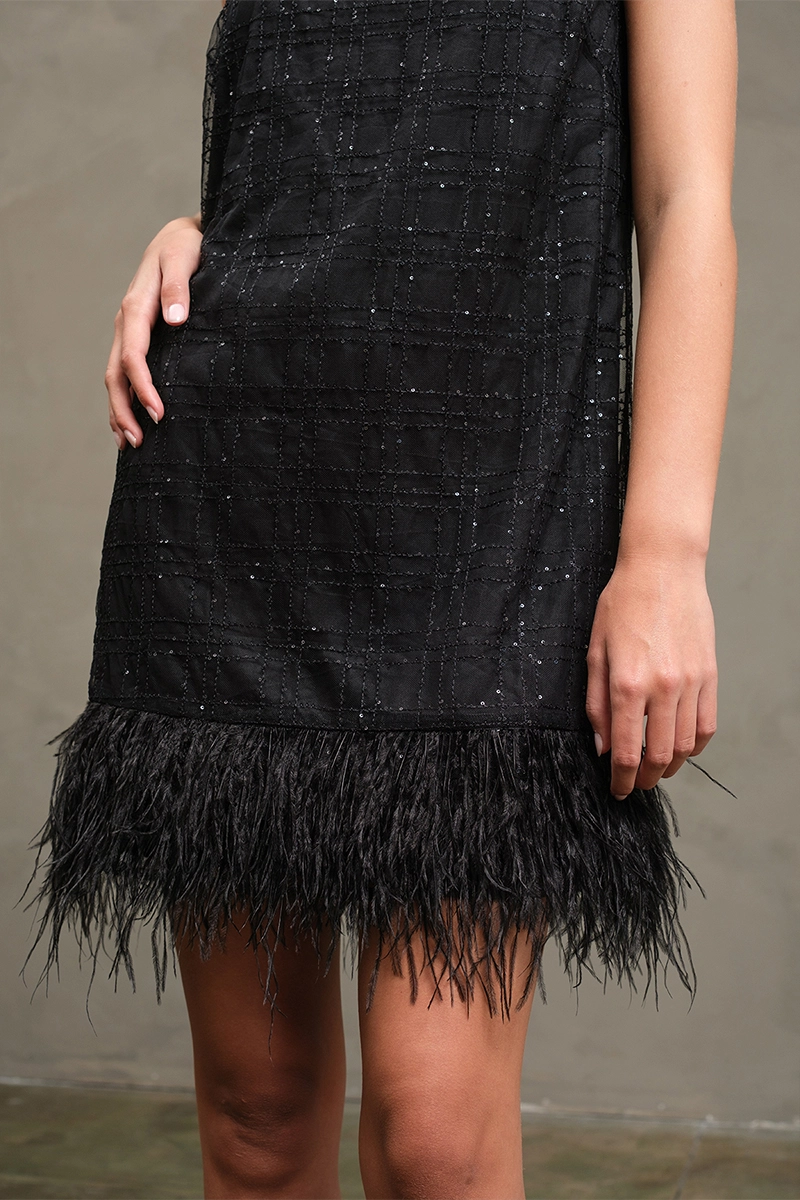 Feather Trim Minidress