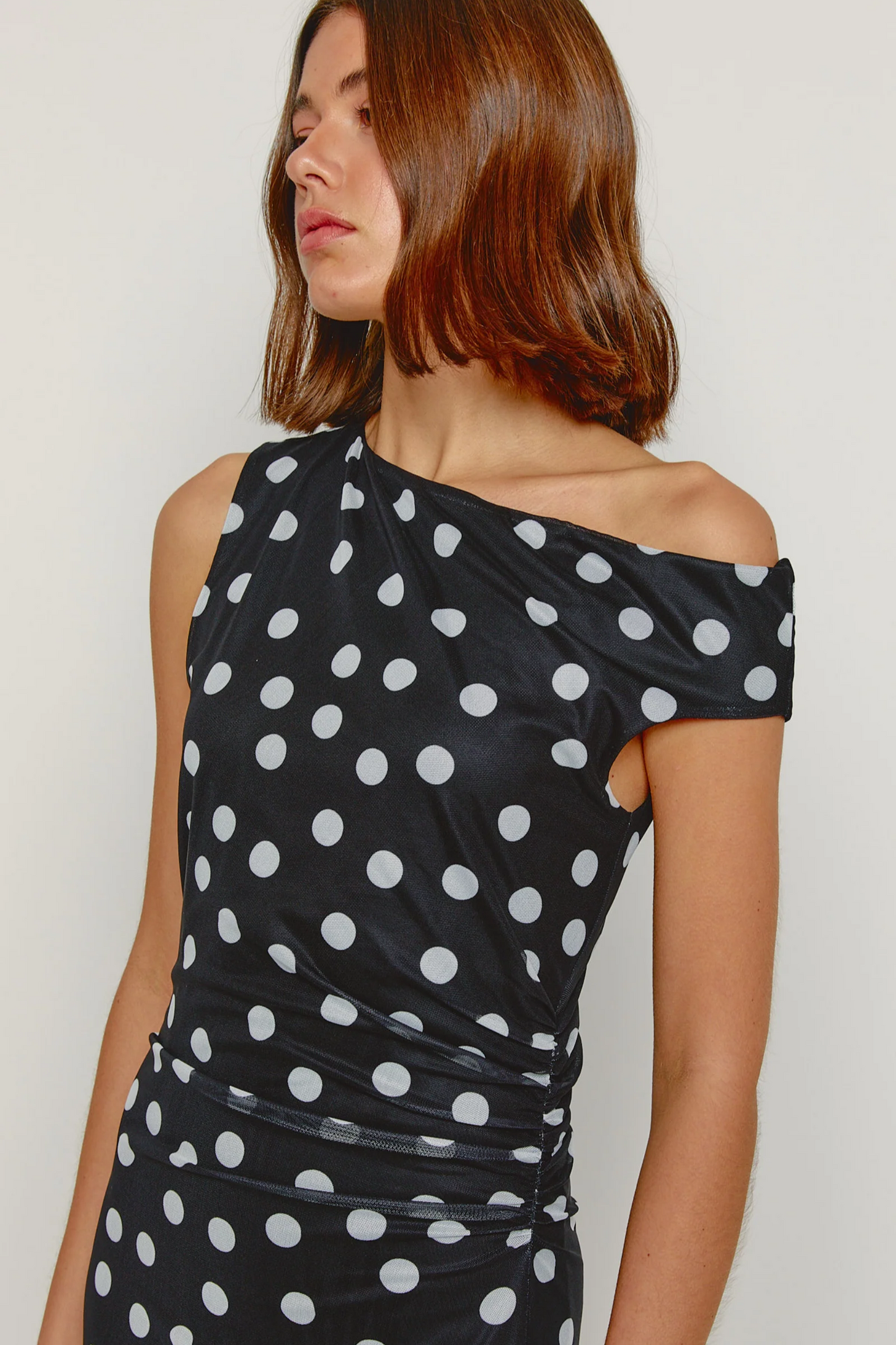 Fallen Shoulder Polkadot dress