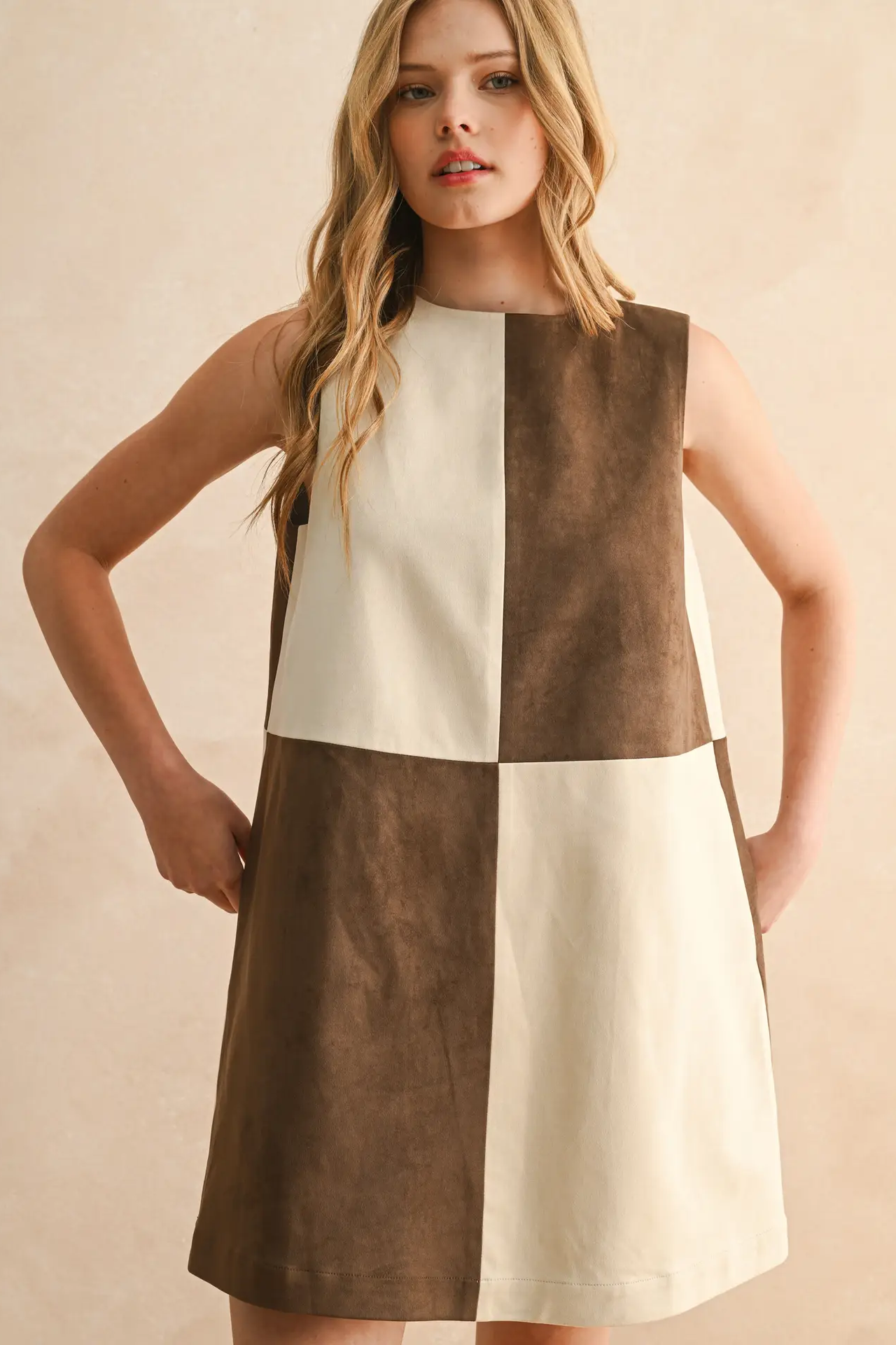 Suede Colorblock Dress
