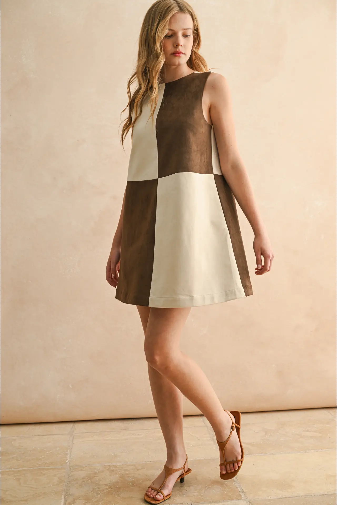 Suede Colorblock Dress