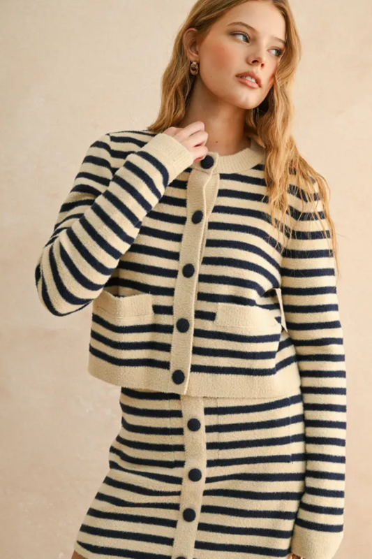 Button Down Stripe Cardi