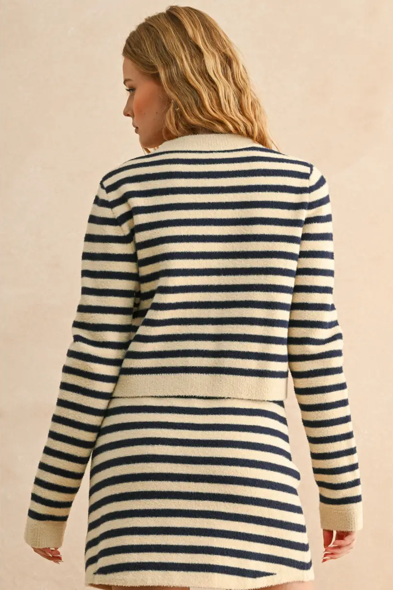 Button Down Stripe Cardi