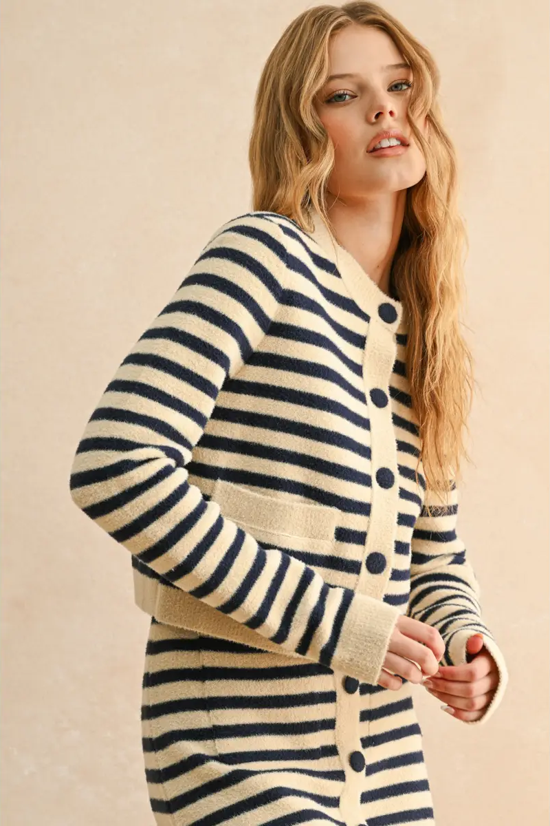 Button Down Stripe Cardi