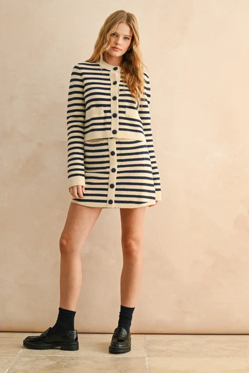 Button Down Stripe Cardi
