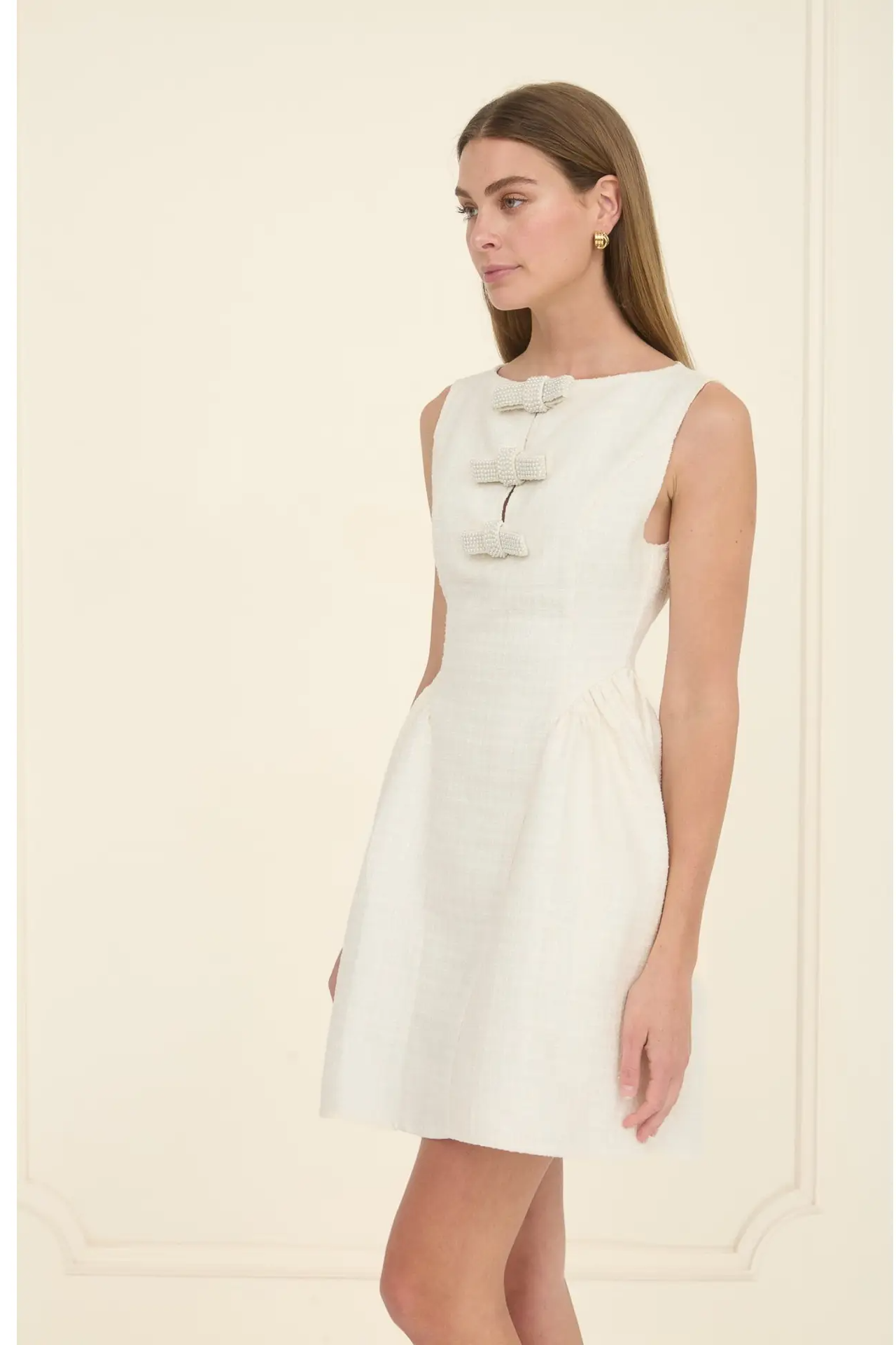 Tweed Beaded  Tie Minidress