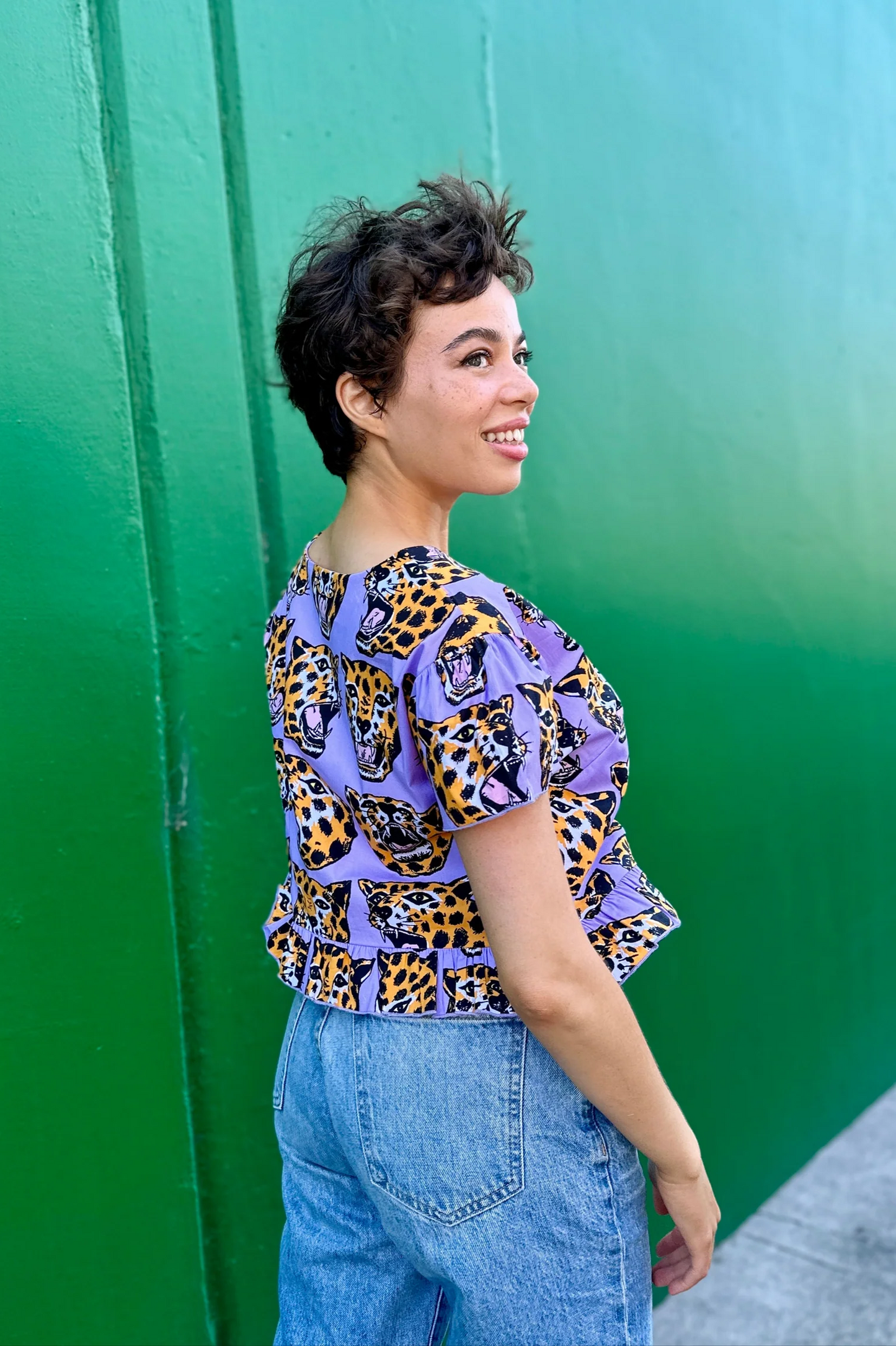 Gail Top Cheetah Head