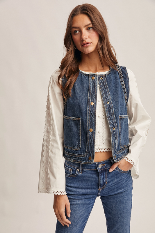 Braided Denim Vest