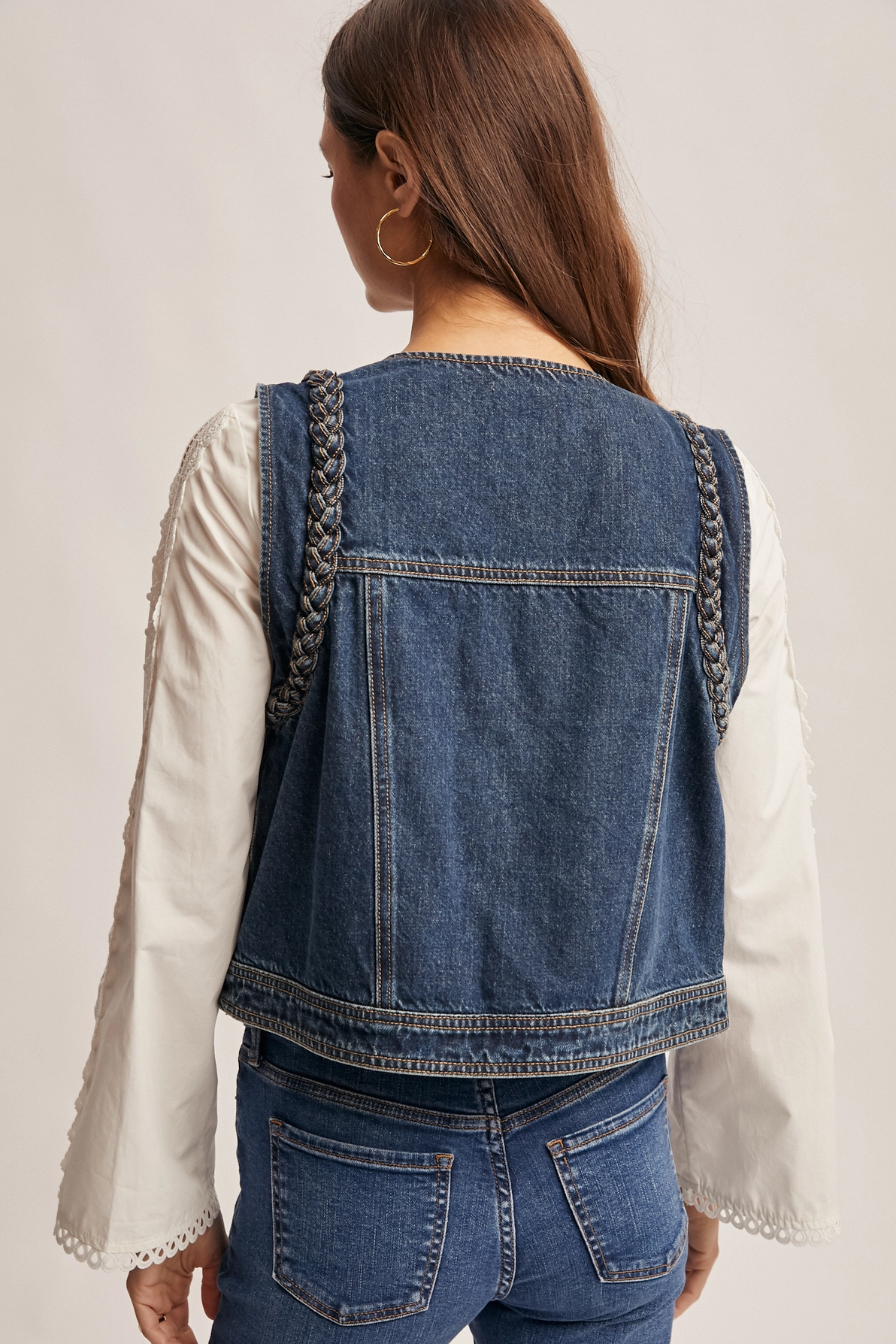 Braided Denim Vest