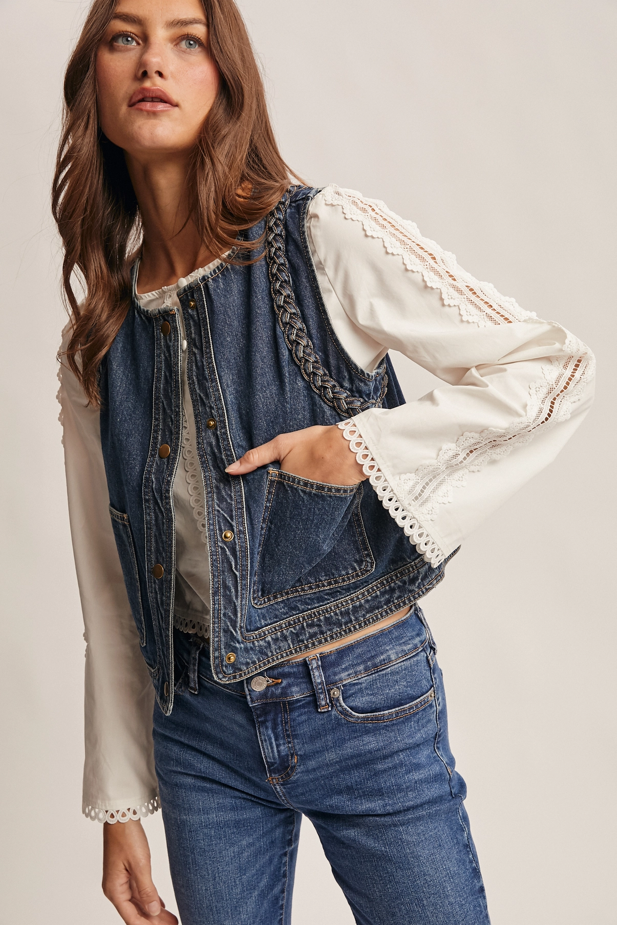 Braided Denim Vest