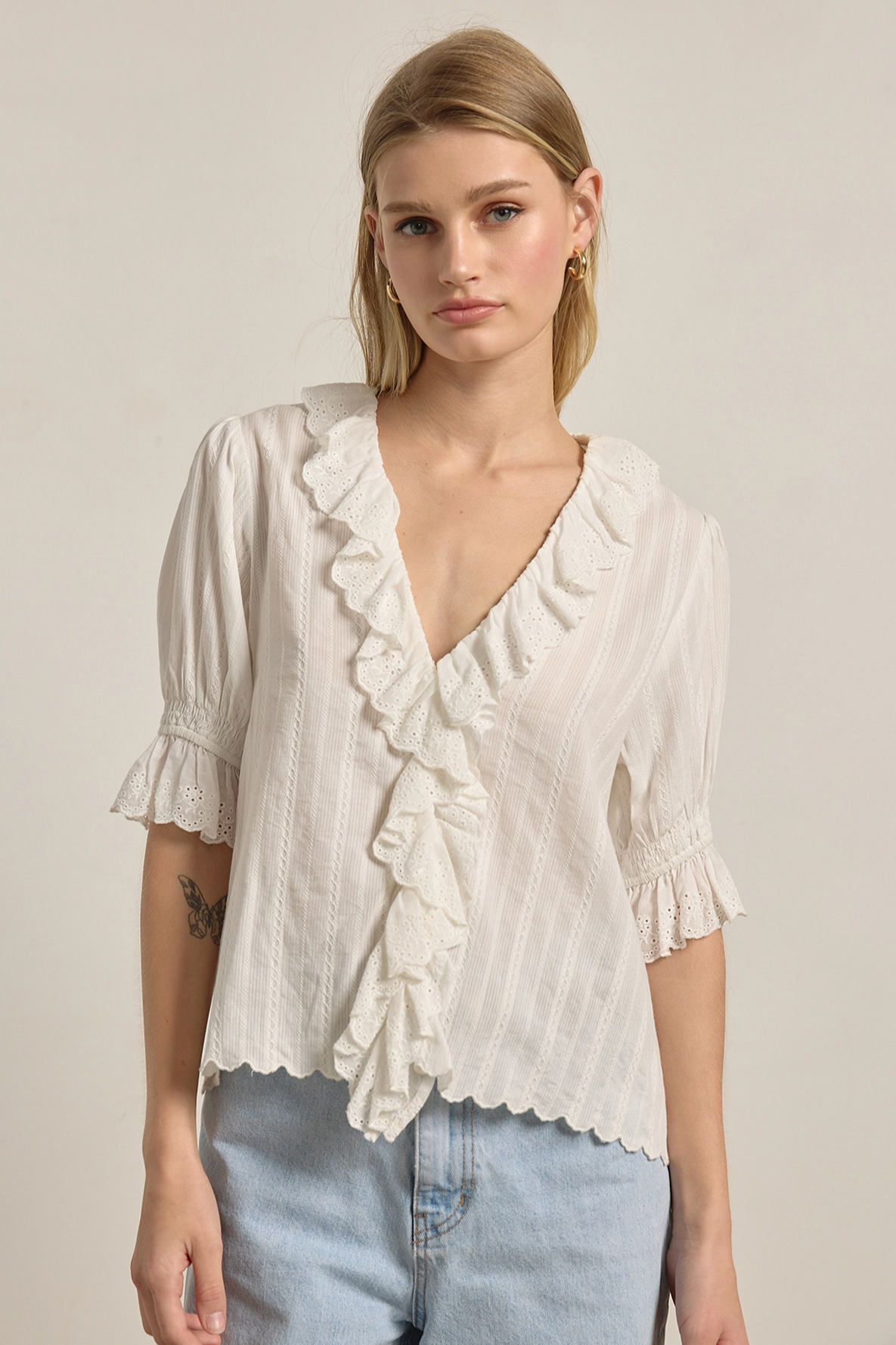 Ruffle Vneck Blouse