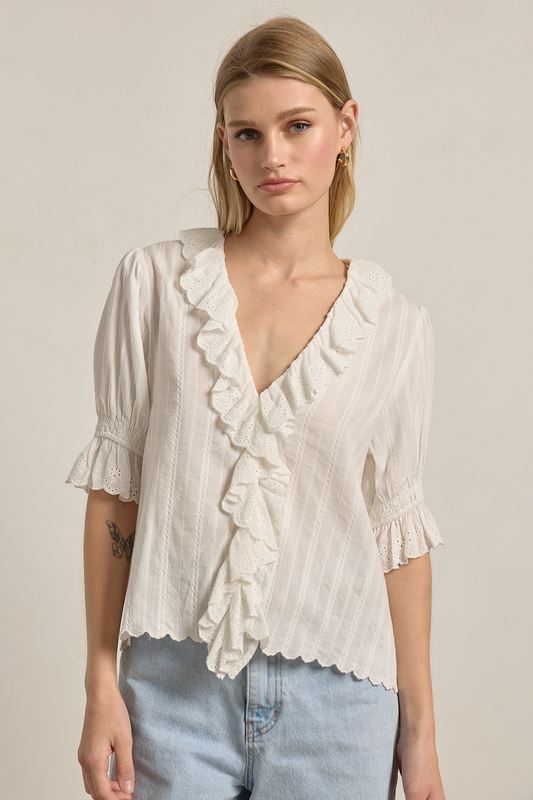 Ruffle Vneck Blouse