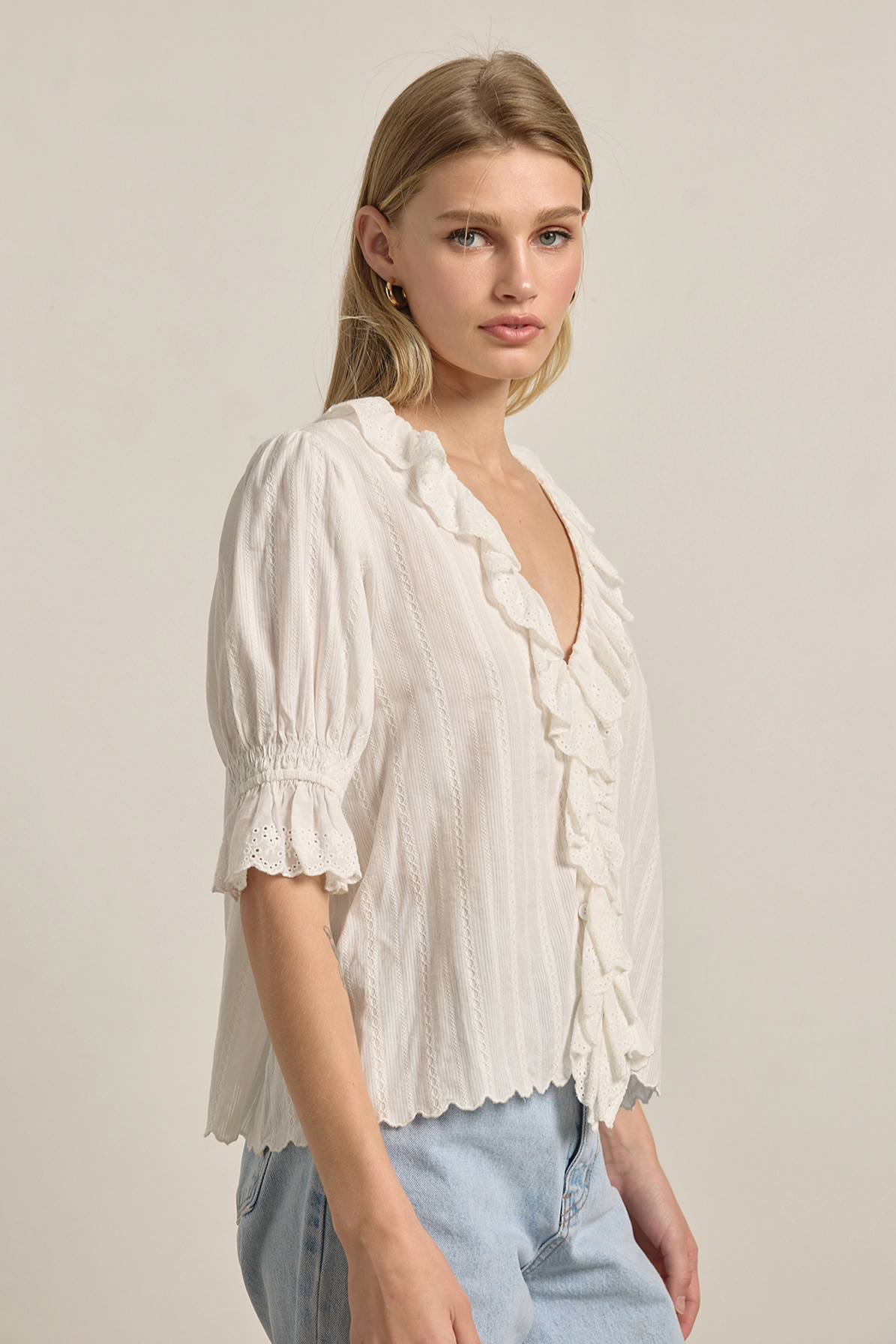 Ruffle Vneck Blouse