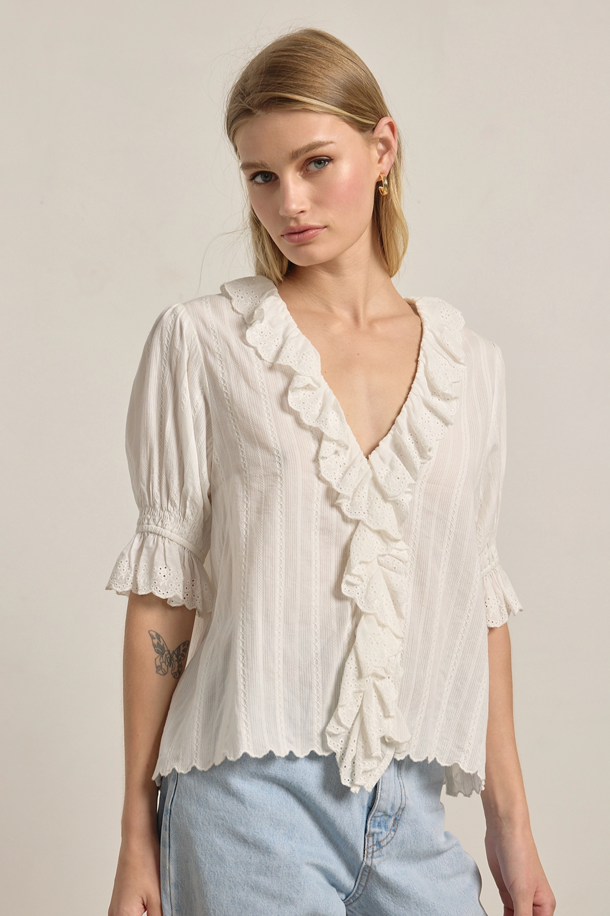 Ruffle Vneck Blouse