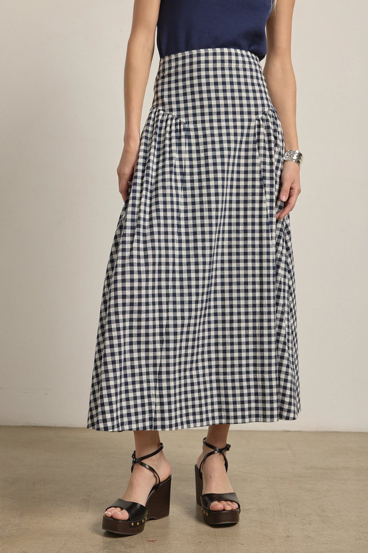 Gingham Midi Skirt