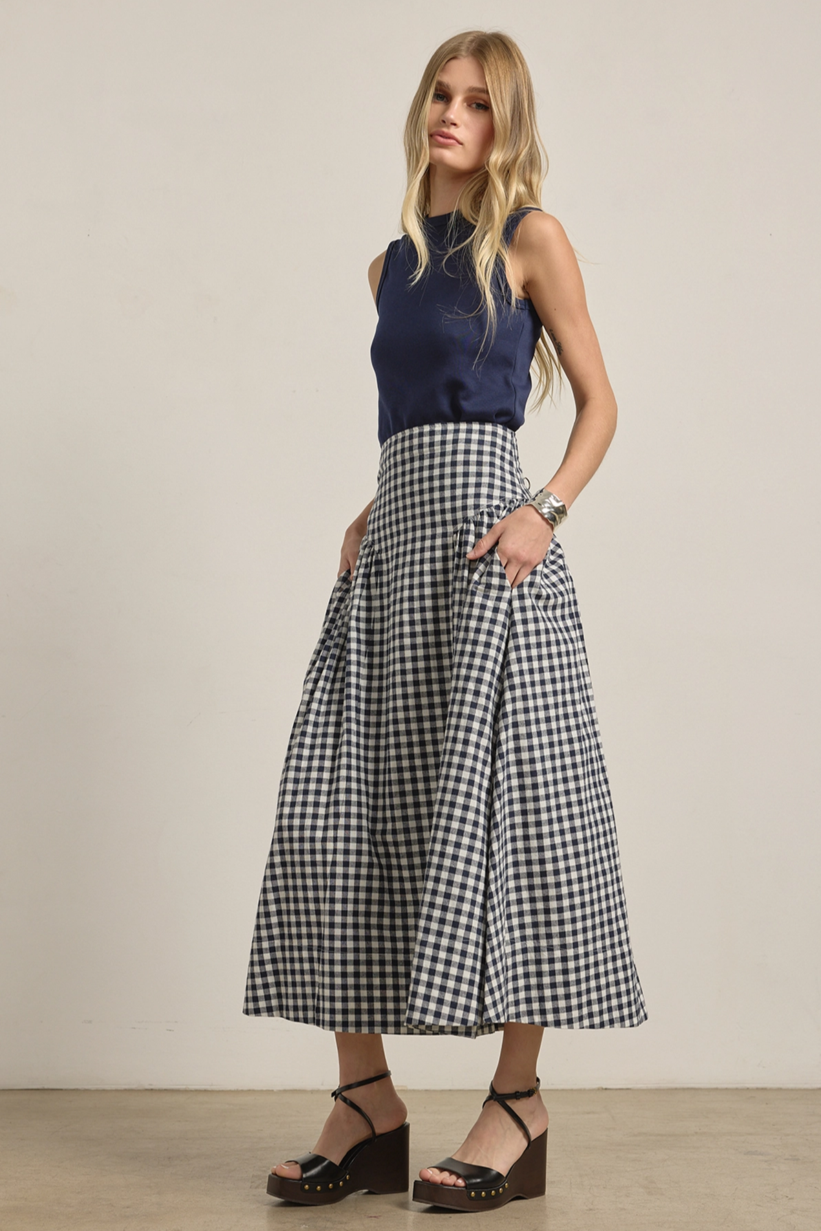Gingham Midi Skirt