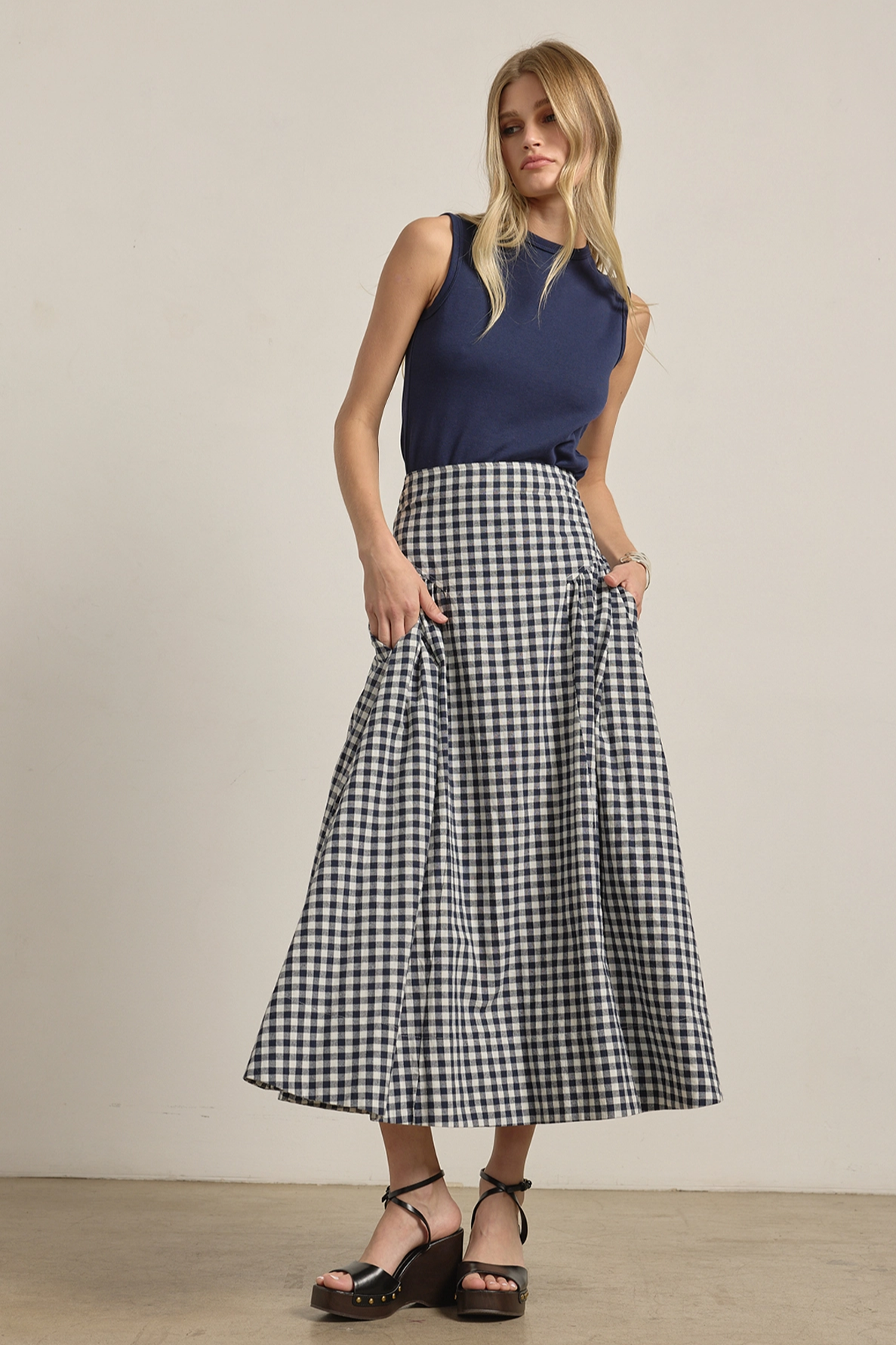 Gingham Midi Skirt