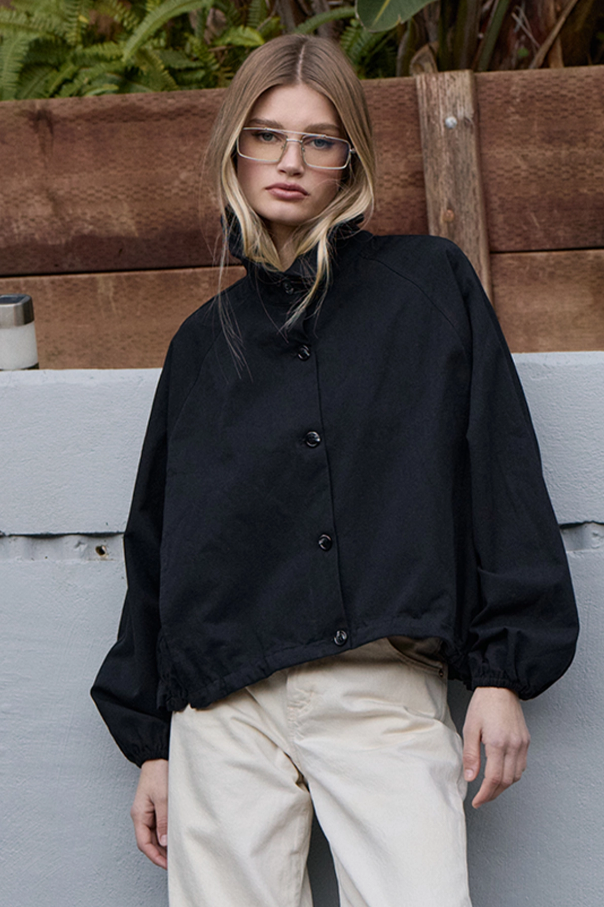 High Neck Button Up Jacket