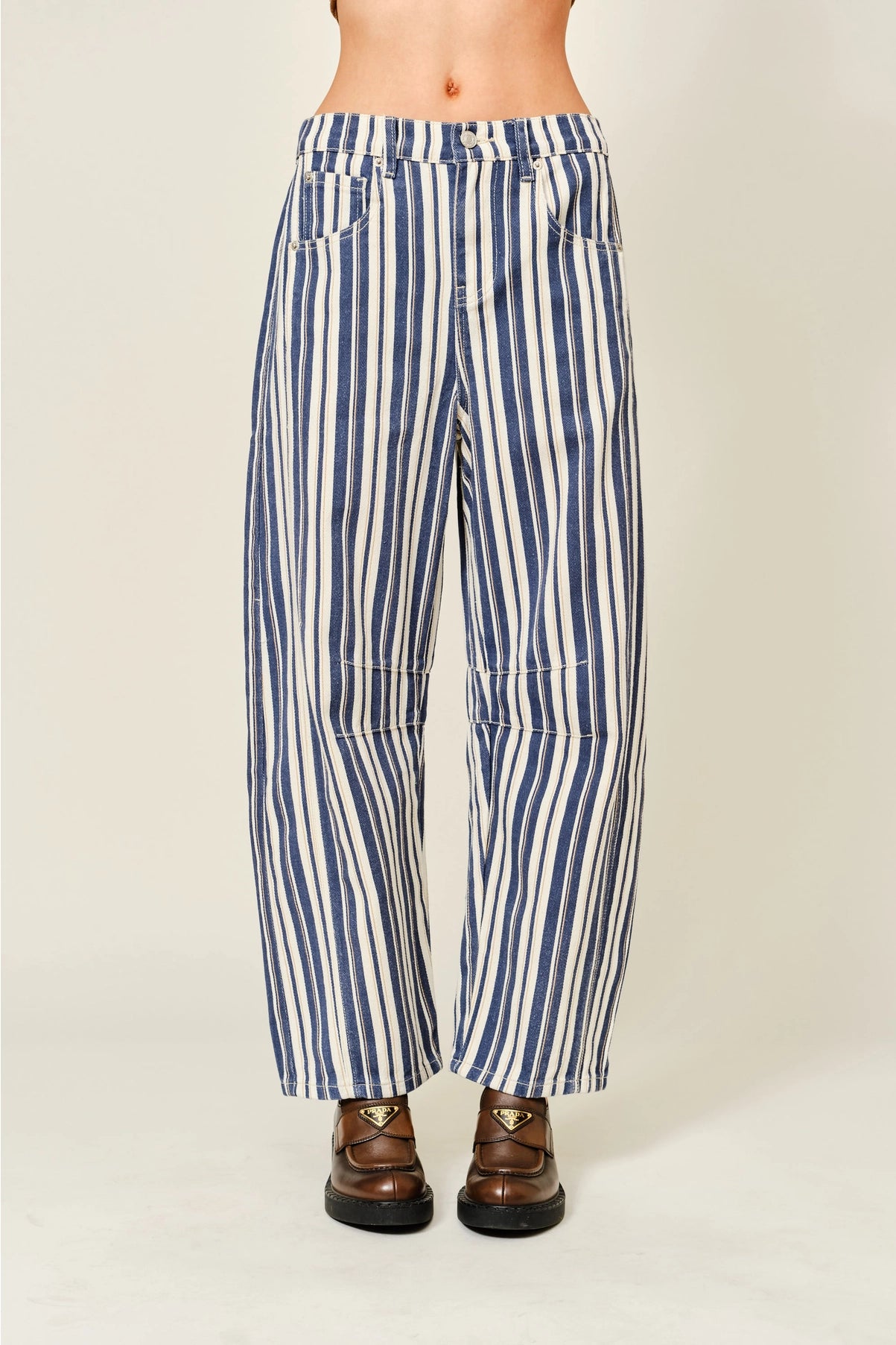 Pinstriped Barrel Pants
