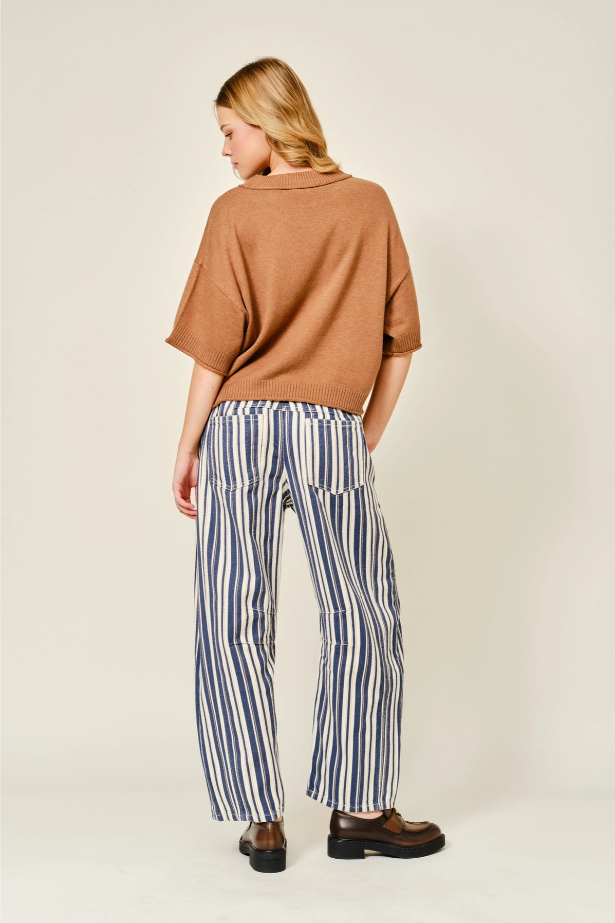 Pinstriped Barrel Pants