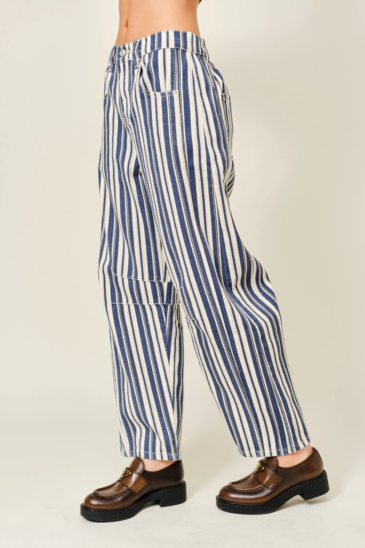 Pinstriped Barrel Pants