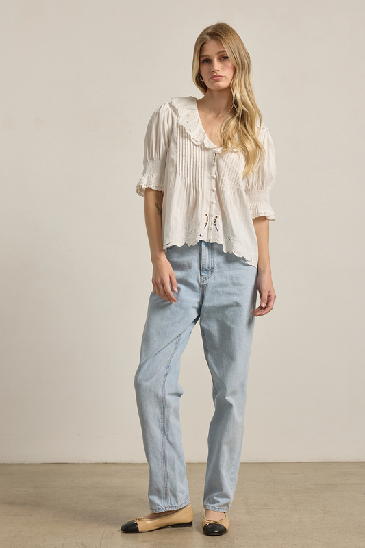 Embroidered Collar Blouse