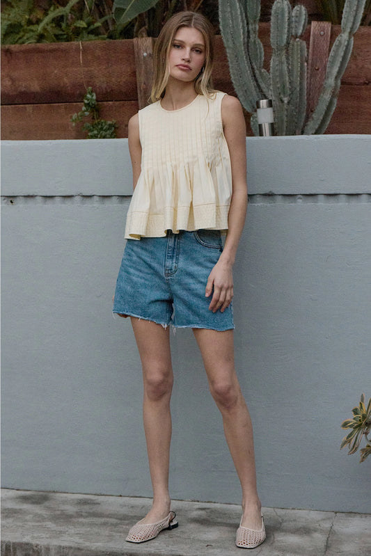 Pintuck Peplum Blouse