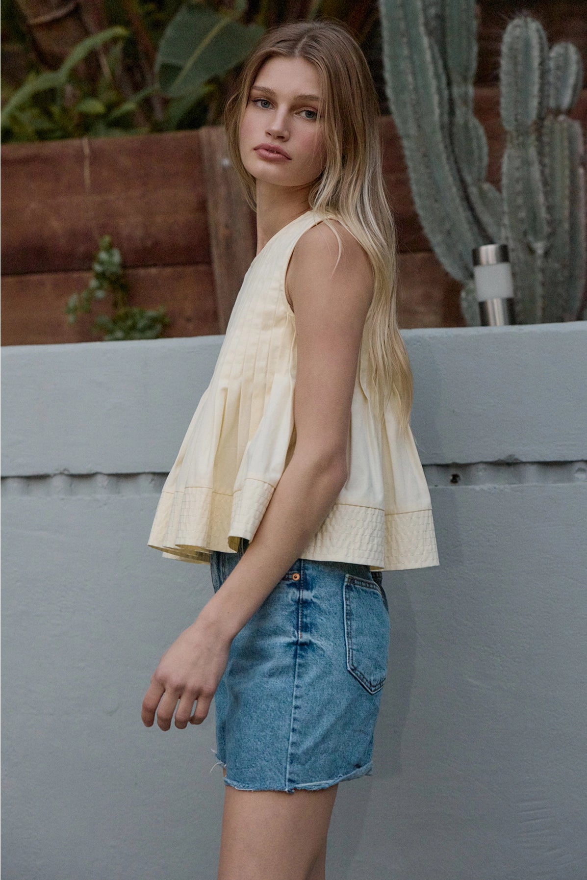 Pintuck Peplum Blouse