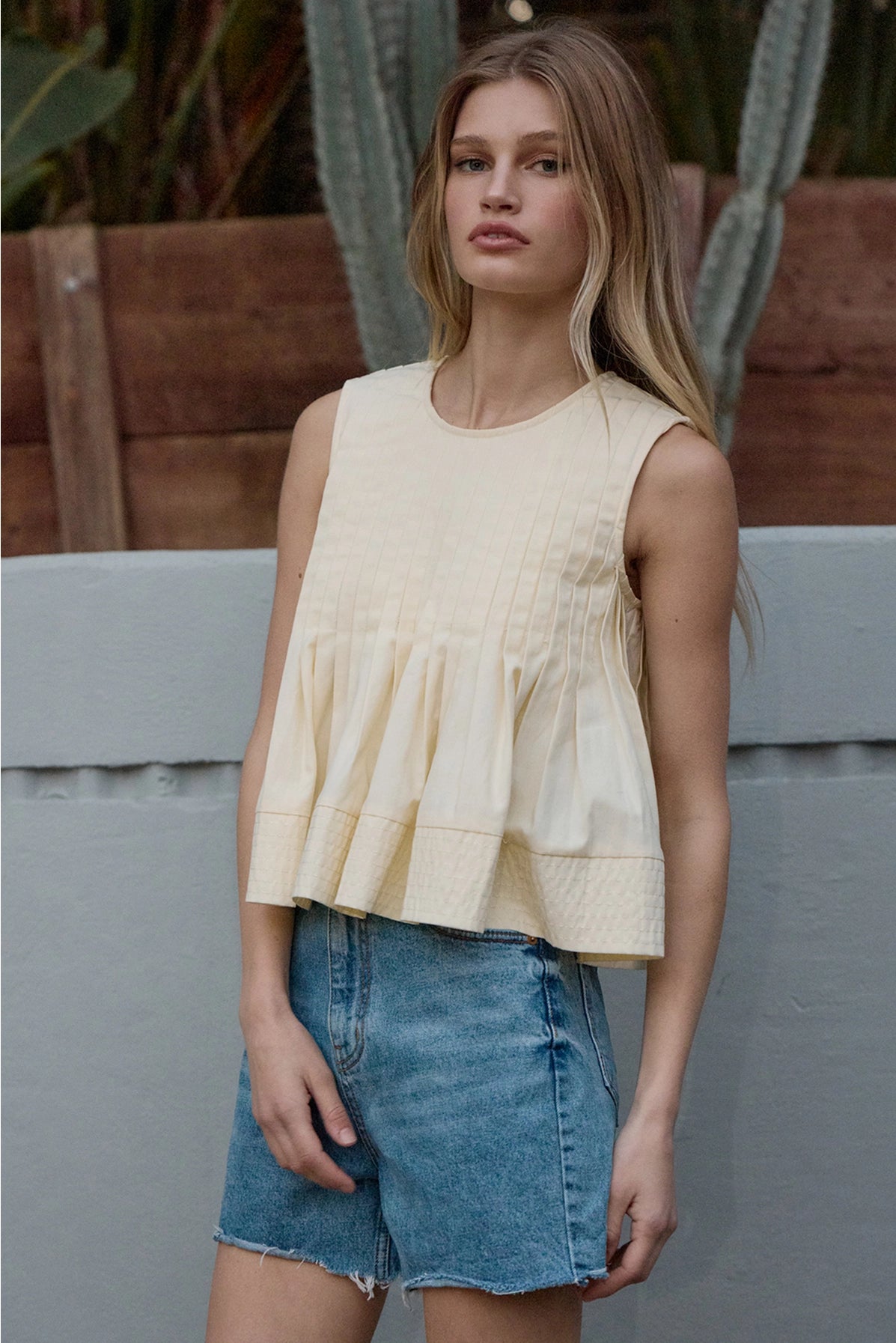 Pintuck Peplum Blouse