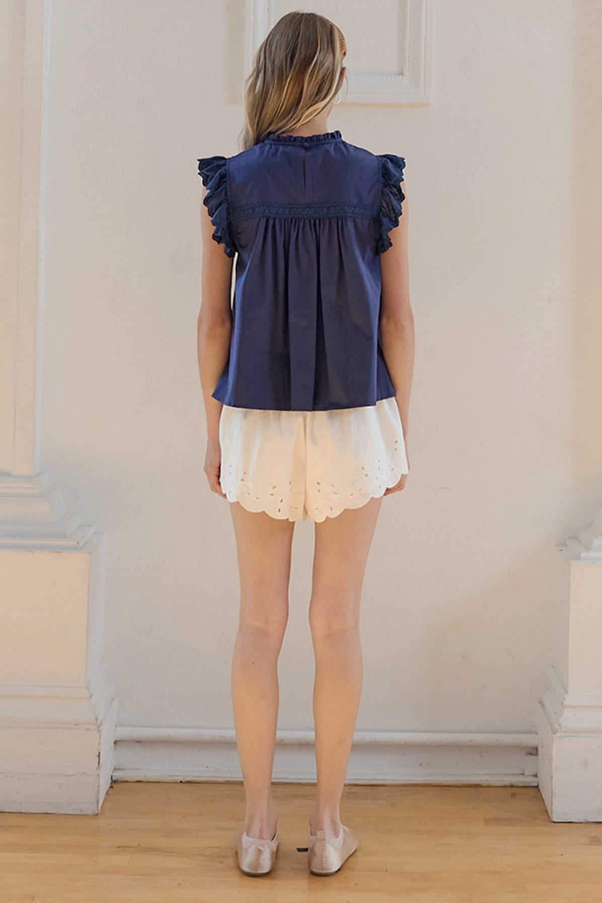 Cotton Lace Panel Blouse