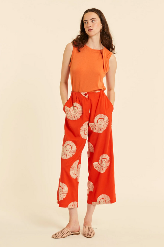 Seashell Embroidery Pants