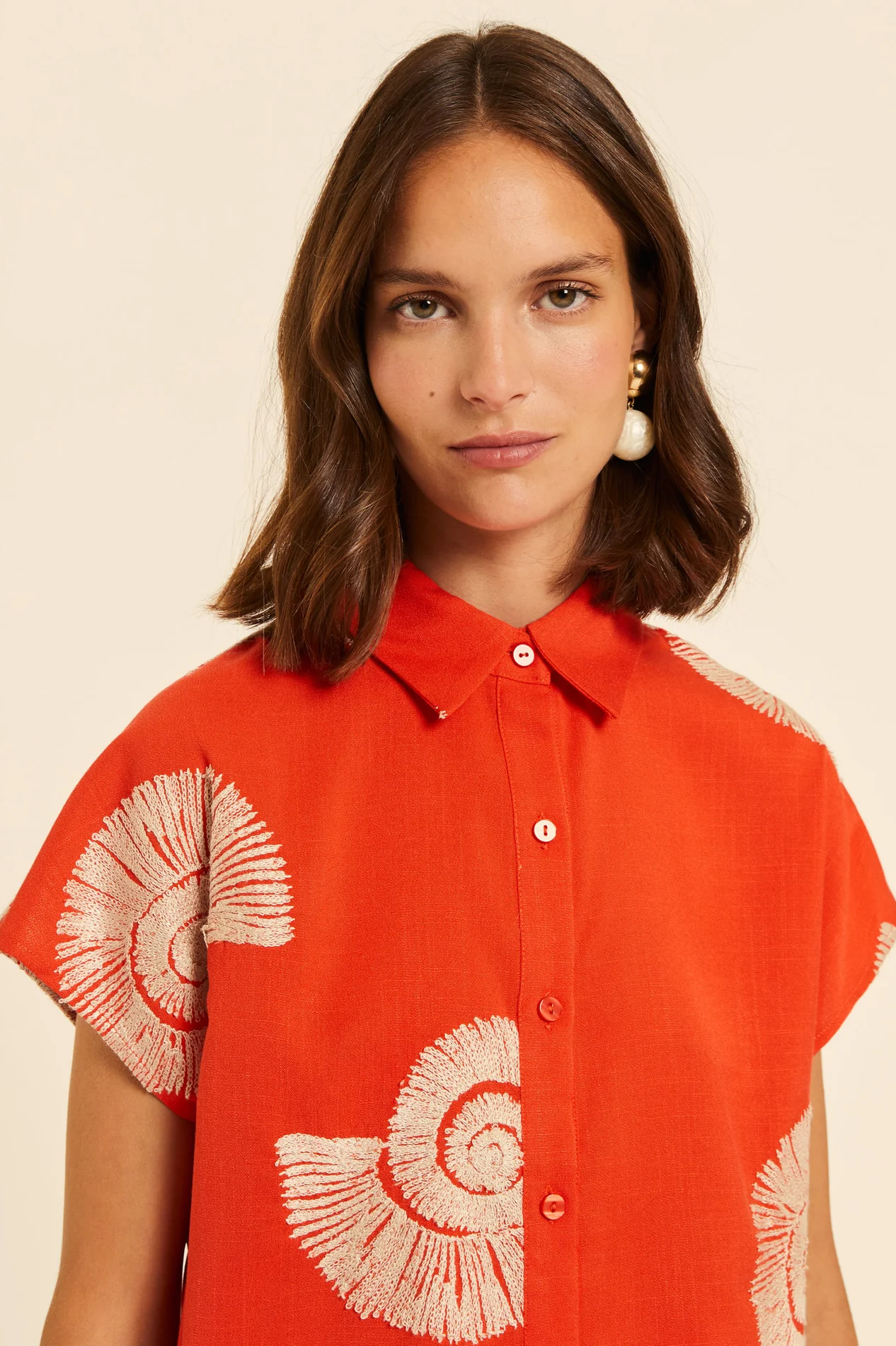 Seashell Embroidery Blouse